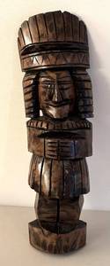 BR1 - Aztec Totem Carving - Vintage Wooden Sculpture