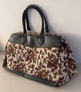 BR2 - Vintage Needlepoint Handbag - BrownBeige Floral