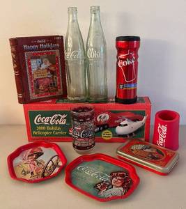 BR1 - Coca-Cola 2000 Holiday Helicopter Carrier with Metal Trays, Glassware and More