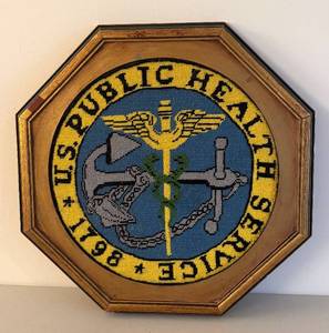 UL - Vintage U.S. Public Health Service Needlepoint Wall Decor