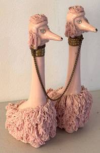 BR1 - Mid-Century Spaghetti Pink Poodle Dog Figurines