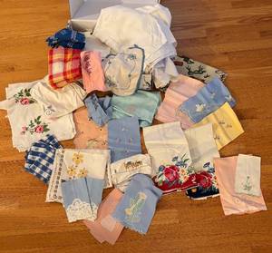 UB - Vintage Linens & Embroidered Cloths - Assorted Floral & Plaid Styles