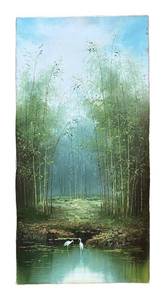 BR1 - Original Oil on Canvas Landscape - Bamboo Forest with White Herons