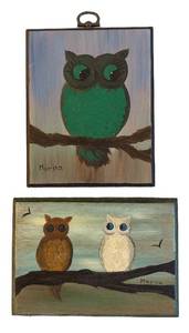 BR1 - Two Vintage Owl Plaques by Marna