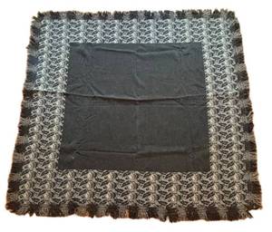 FB - Vintage Blanket - Black Center with Gray Floral Border and Fringe