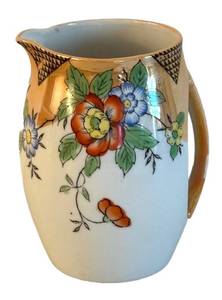 UL - Vintage Japanese Lusterware Floral Patterned Pitcher