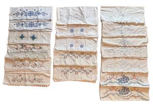 UL - 18 Needlepoint Pillowcases - Embroidered Florals