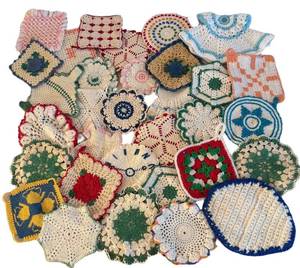 UL - Handcrafted Vintage Crochet Hot Pads - Assorted Round, Square, Oval and More