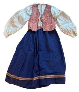 UL - Vintage Scandinavian Folk Costume - Damask Vest, Blouse & Skirt