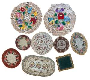UL - Vintage Embroidered Crochet Doilies - Round Floral Doilies & Assorted Pieces