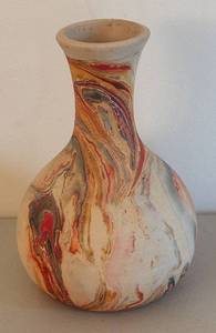 UL - Nemadji Pottery Vase - Marble Swirl Glaze