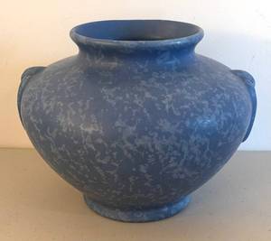 UL - Vintage Brush McCoy Blue Pottery Vase