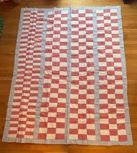 UL - Ralph Lauren Quilt- Red White & Blue Checker with Striped Border