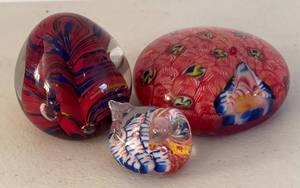 UL - Trio of Vibrant Glass Paperweights