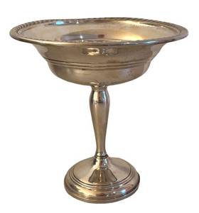 UL - Vintage Sterling Weighted Silver Compote with Rope Edge Rim
