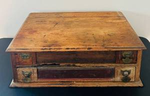 BR1 - Antique Spool Cabinet - Wooden Two Drawer Thread Spool Storage