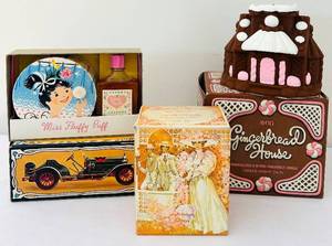 BR1 - Avon Gift Set Miss Fluffy Puff, Young Hearts Cologne, Island Lime Aftershave, Gingerbread Candle (Lot of 6)