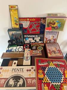 uL - Vintage Board Games Lot Rummikub, Twixt, Dominoes, UNO, Chinese Checkers & View-Master