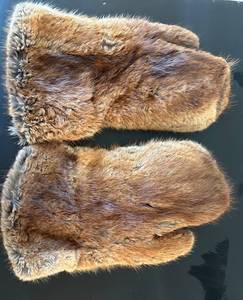 BB - Brown Fur Gloves with Leather Palms - Pair