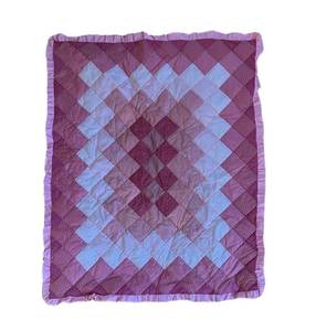 uL - Patchwork Quilt - Pink Diamond Blocks, 28x35 in, Ruffled Border