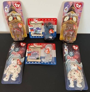 uL - TY Beanie Babies Britannia the Bear, Glory the Bear, Lefty & Righty (McDonalds) Lot of 6
