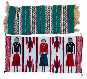 uL - Two Handwoven Tapestries Southwest-Style Wall Hangings - Largest 18 x 36 in