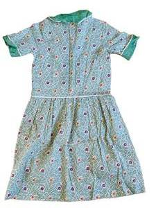 uL - Vintage Green Floral Geometric Dress - 16.5in Waist Across