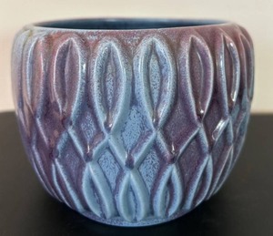 uL - Red Wing G43 4.5 in Planter Pot - Purple & Blue Ribbed Ceramic