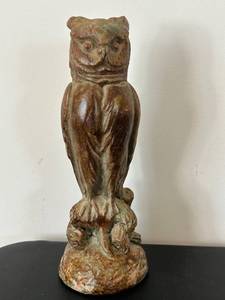 uL - Owl Statue - 9-inch-high - Bronze Patina Finish on Rock Base