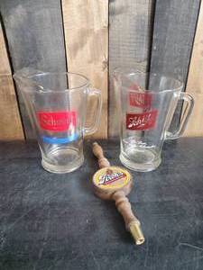 lot 4 image: Beer Lot,  Scmidt Pitcher, Schlitz Pitcher, and Strohs Tapper