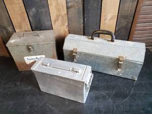 lot 13 image: 3 metal boxes, Rare Tractor Thermo, Tool box and more