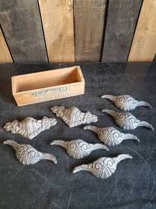 lot 23 image: Vintage Old Home Cheese Box and New old stock Drawer Pulls Heavy duty