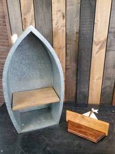 lot 45 image: Large Metal Boat Shelf heavy duty and Handmade Sailboat Shelf