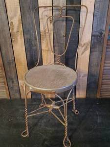 lot 77 image: Vintage metal and wood Ice Cream parlor chair