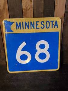 lot 80 image: Large Retired Minnesota 68 metal State Highway Road Sign