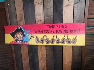 lot 86 image: Fantastic Large Wood hand painted Time Flies when youre having Rum Sign
