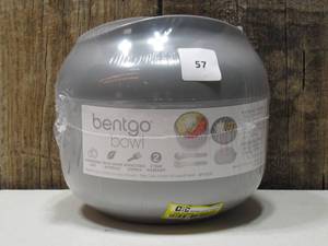 lot 57 image: Bentgo Bowl Insulated Leakproof Bowl with Collapsible Utensils & Snack Compartment - Gray