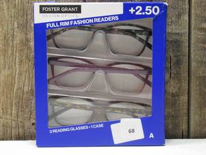 lot 68 image: Foster Grant 2.50 Fashion Reading Glasses 3-Pack