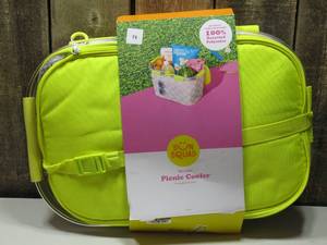 lot 73 image: 36 Cans31qt Soft Sided Cooler - Sun Squad Beige CheckeredYellow