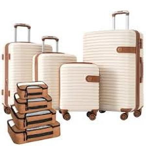 lot 118 image: 4 PCS Expandable ABS Lightweight Hard Shell Luggage Set Cream