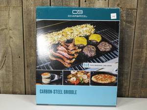 lot 114 image: Char-Broil Carbon Steel Heat-Resistant Griddle Stone Grill Topper Silver