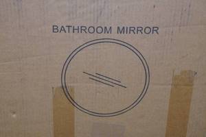 lot 1C image: Black Framed Bathroom Circle Mirror - 36