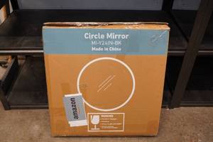 lot 4 image: Black Framed Circle Mirror - 24