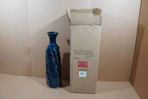 lot 6 image: Blue Ceramic Decorative Vase -  6x21