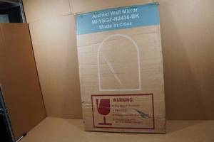 lot 31 image: Black Framed Arched Wall Mirror - 24x36