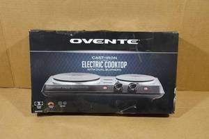 lot 37 image: Ovente Cast Iron Electric Cooktop