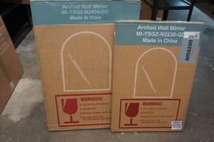 lot 52 image: 2 Gold Framed Arched Wall Mirrors - 24x36 & 22x30