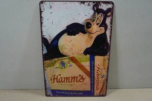 lot 207 image: Vintage Style Metal Sign - Hamms Beer