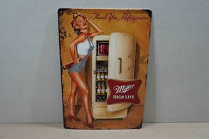 lot 208 image: Vintage Style Metal Sign - Miller