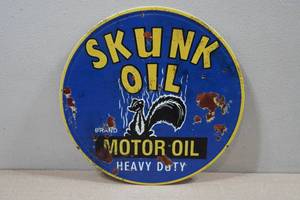 lot 214 image: Vintage Style Metal Sign - Skunk Oil